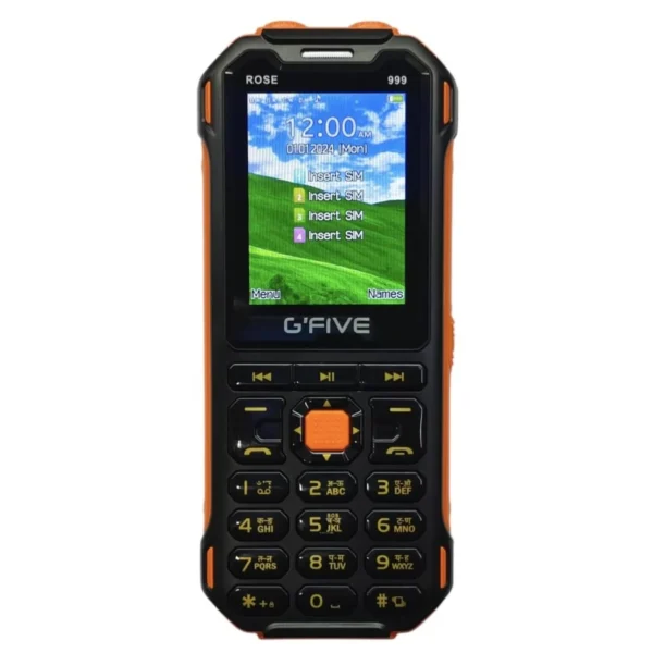 Gfive 999 Four Sim Support Mobile (Black-Orange)(New Sealed Pack)